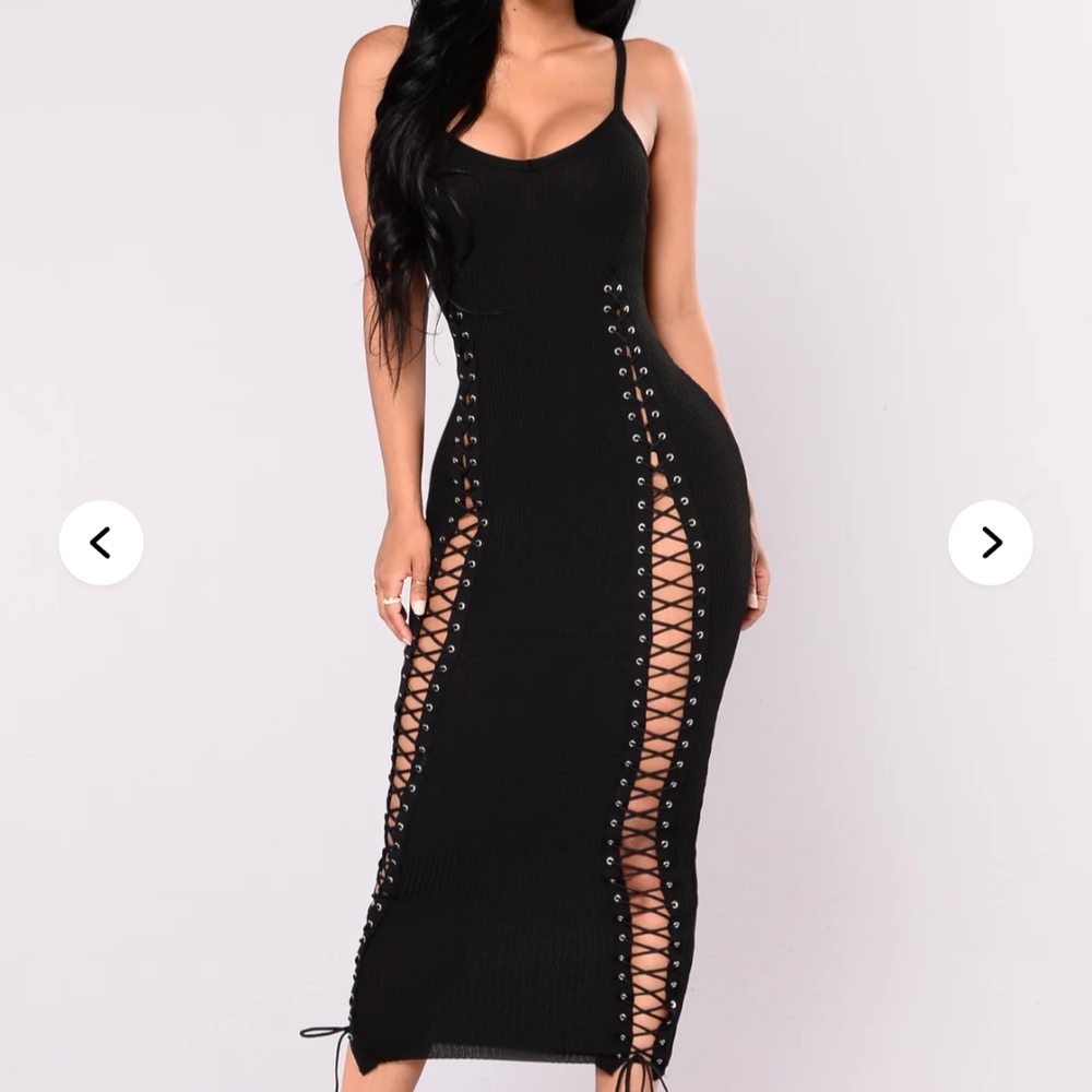 Fashion Nova Temperance Knit Dress - Black Size XS Like New